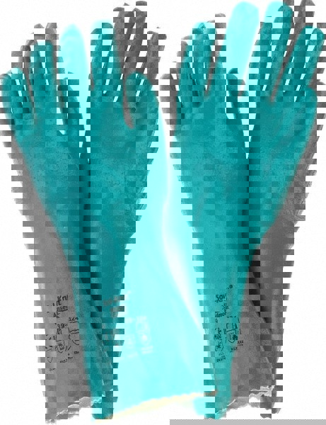 Series 39-124 Chemical Resistant Gloves: Size Large, 47.00 Thick, Nitrile, Nitrile, Supported,